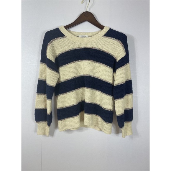 Madewell Sweaters - Madewell Striped Lakeville Pullover Sweater in Navy/ Cream Size XS
